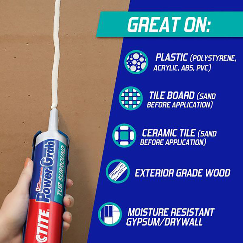 Loctite Power Grab Tub Surrounds Synthetic Latex Construction Adhesive 9 oz