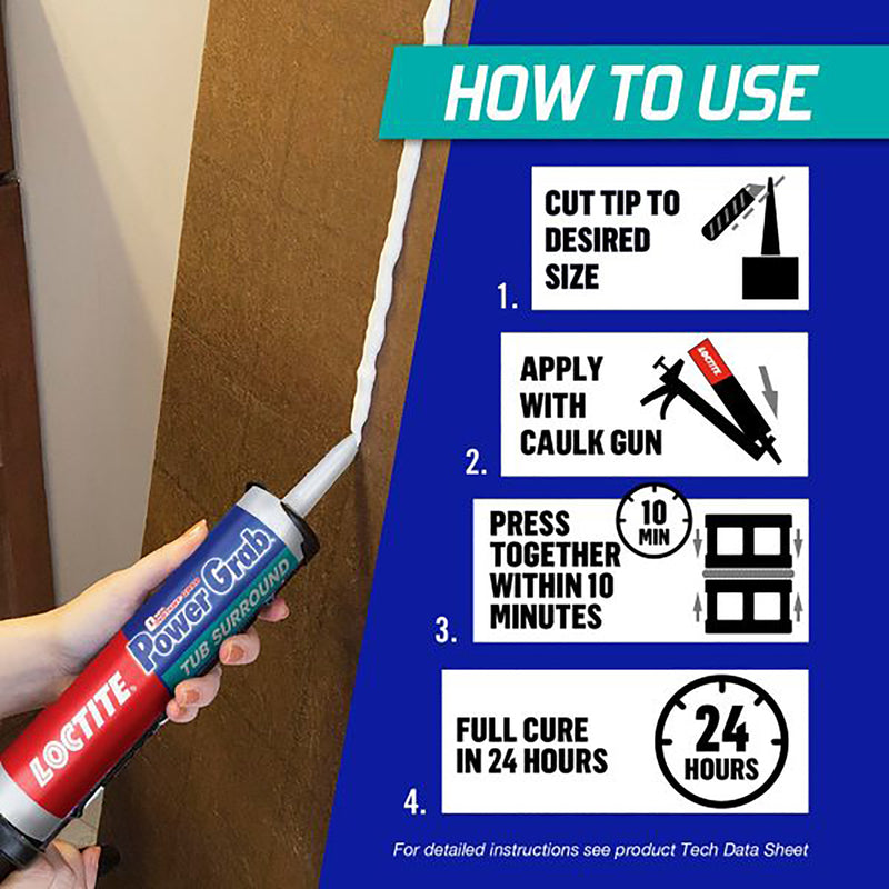Loctite Power Grab Tub Surrounds Synthetic Latex Construction Adhesive 9 oz