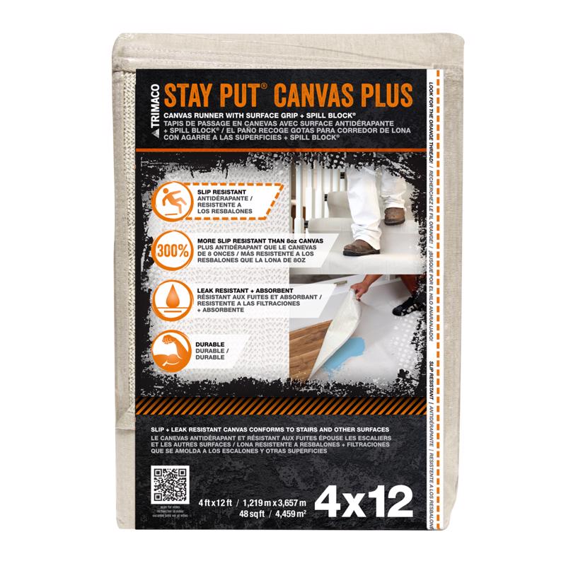 Trimaco Stay Put 4 ft. W X 12 ft. L Canvas Drop Cloth