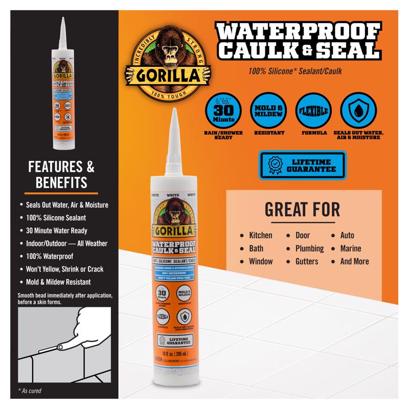 Gorilla White Silicone All Purpose Sealant 10 oz