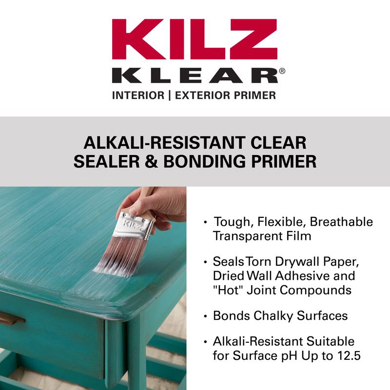 KILZ Klear Clear Flat Water-Based Alkyd Primer and Sealer 1 gal