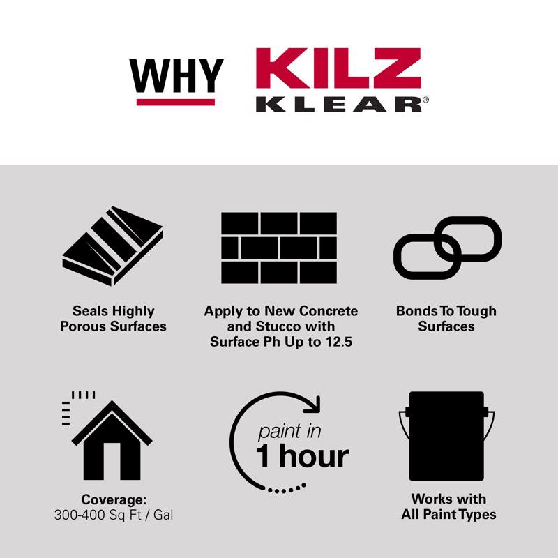KILZ Klear Clear Flat Water-Based Alkyd Primer and Sealer 1 gal