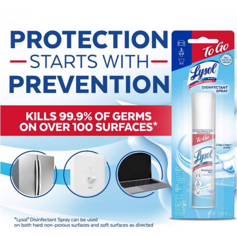 Lysol To Go Crisp Linen Scent Disinfectant Spray 1 oz