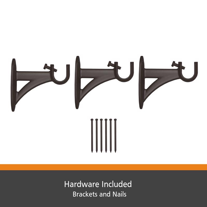 Kenney Fast Fit Weathered Brown Finn Curtain Rod 36 in. L X 66 in. L