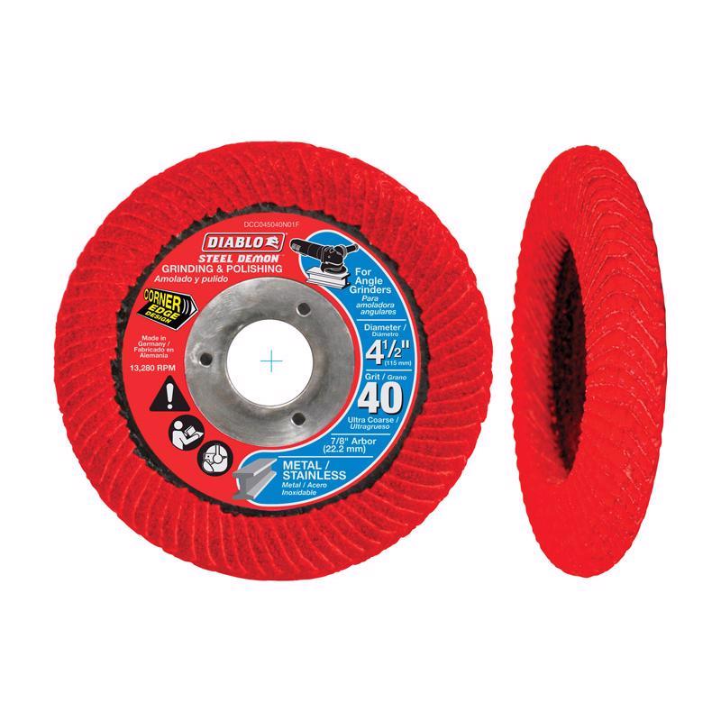Diablo Steel Demon 4-1/2 in. Premium Zirconium Blend Bolt-On Flap Disc 40 Grit Ultra Coarse