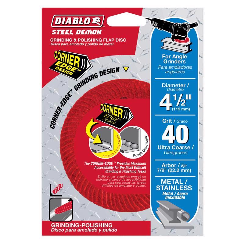 Diablo Steel Demon 4-1/2 in. Premium Zirconium Blend Bolt-On Flap Disc 40 Grit Ultra Coarse