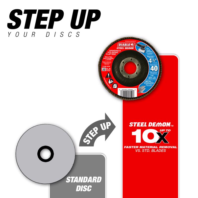 Diablo Steel Demon 4-1/2 in. Premium Zirconium Blend Bolt-On Flap Disc 40 Grit Ultra Coarse