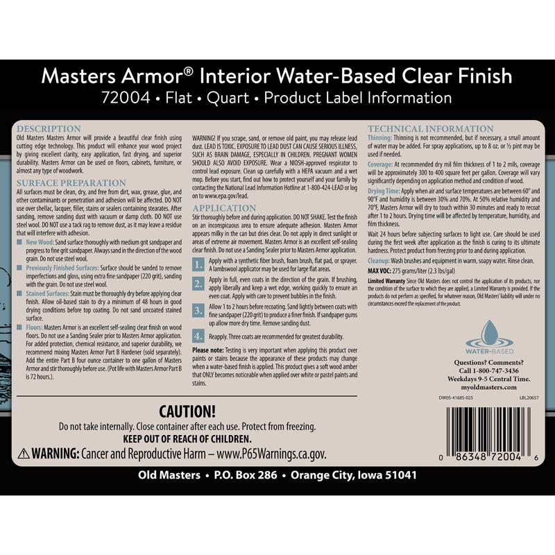 Old Masters Masters Armor Flat Clear Water-Based Floor Finish 1 qt