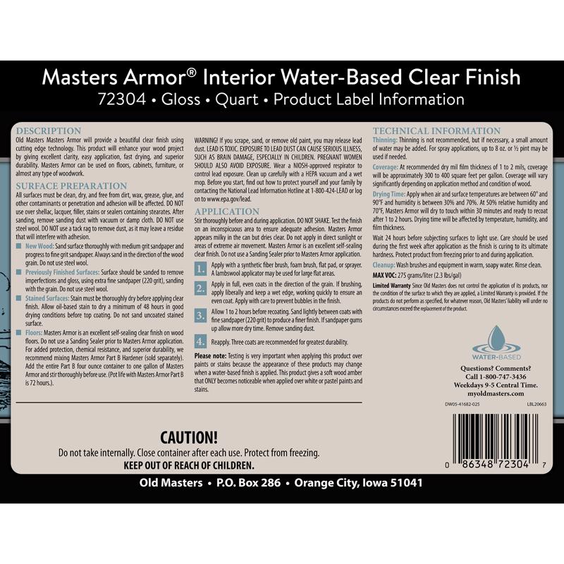 Old Masters Masters Armor Gloss Clear Water-Based Floor Finish 1 qt