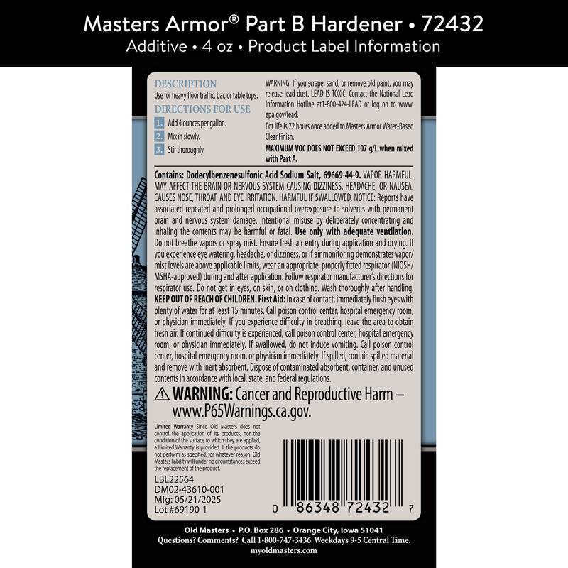 Old Masters Masters Armor Clear Water-Based Floor Finish 4 oz