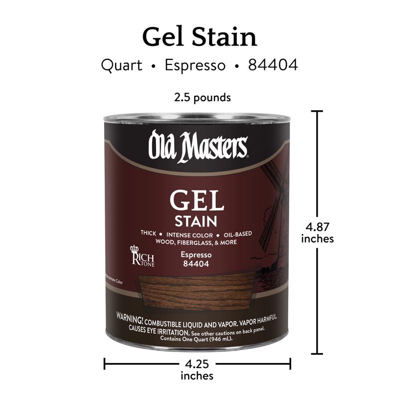 Old Masters Semi-Transparent Espresso Oil-Based Alkyd Gel Stain 1 qt