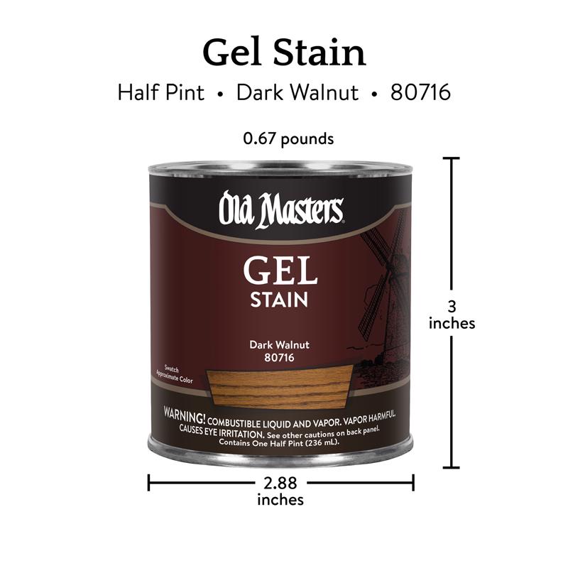Old Masters Semi-Transparent Dark Walnut Oil-Based Alkyd Gel Stain 1/2 pt