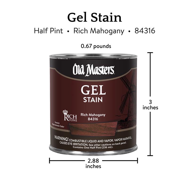Old Masters Semi-Transparent Rich Mahogany Oil-Based Alkyd Gel Stain 1/2 pt