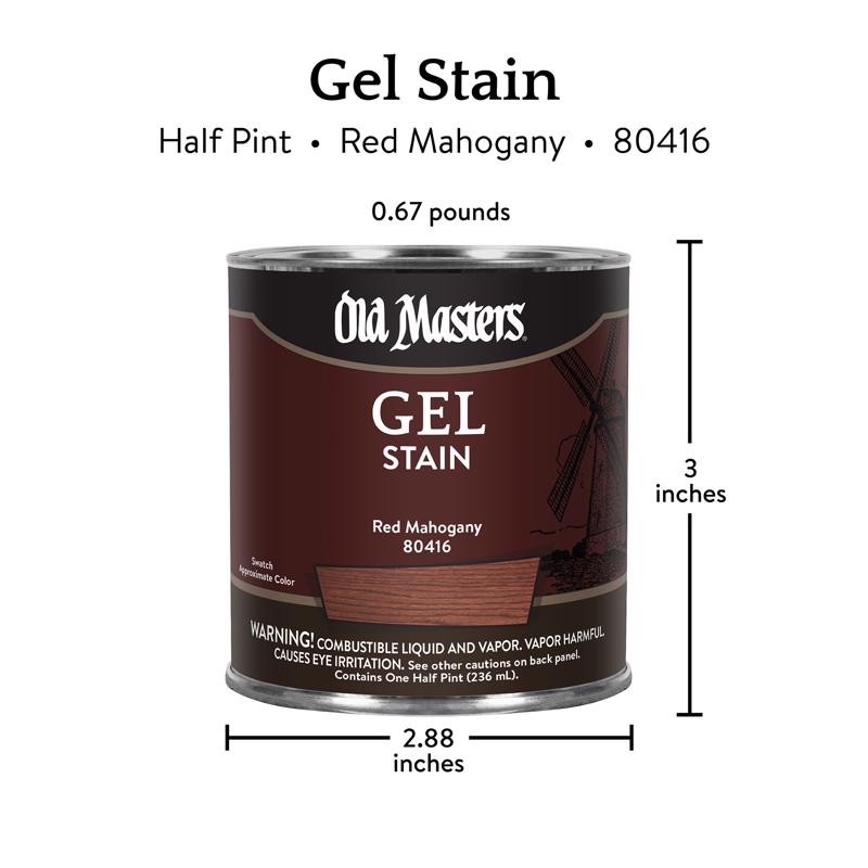 Old Masters Semi-Transparent Red Mahogany Oil-Based Alkyd Gel Stain 1/2 pt