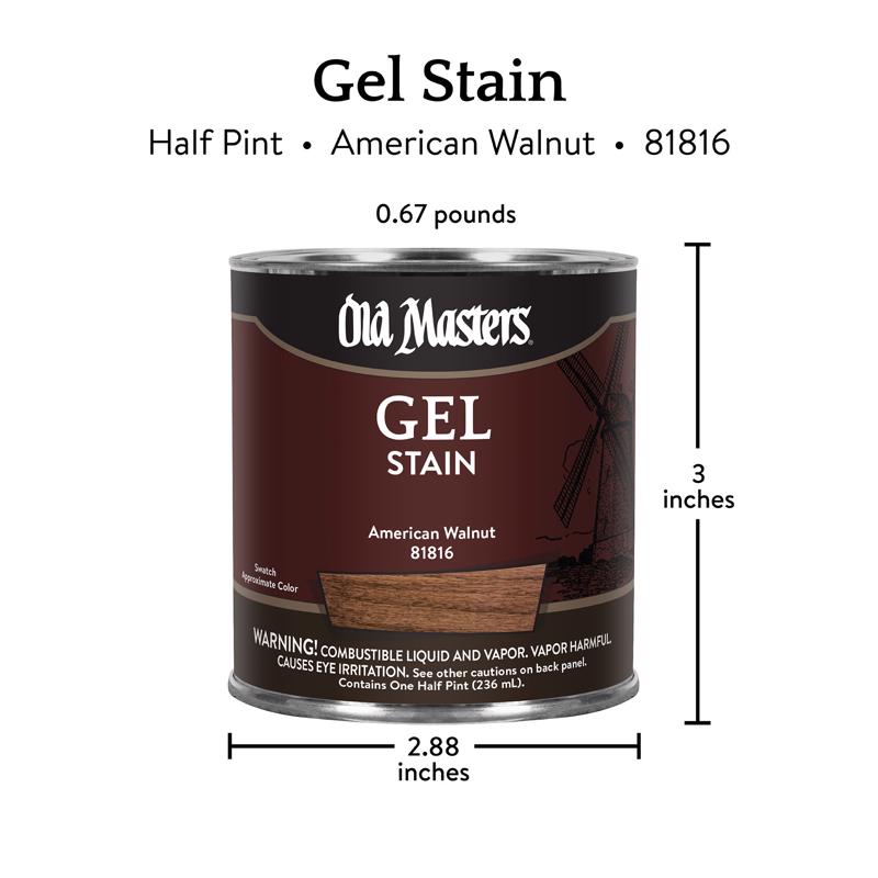 Old Masters Semi-Transparent American Walnut Oil-Based Alkyd Gel Stain 1/2 pt
