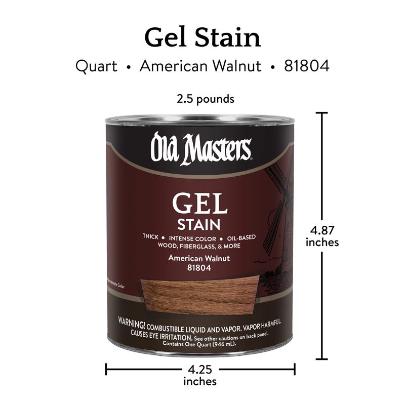 Old Masters Semi-Transparent American Walnut Oil-Based Alkyd Gel Stain 1 qt