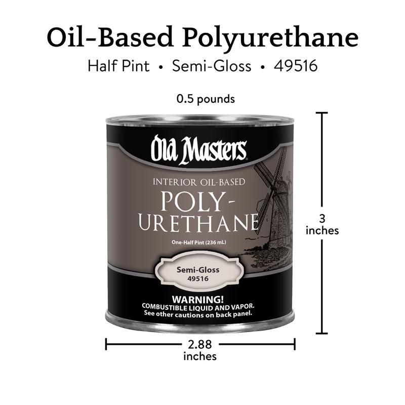 Old Masters Semi-Gloss Clear Oil-Based Polyurethane 0.5 pt
