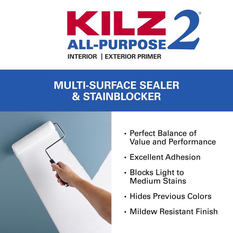 KILZ White Flat Water-Based Acrylic Stain Blocking Primer 1 qt