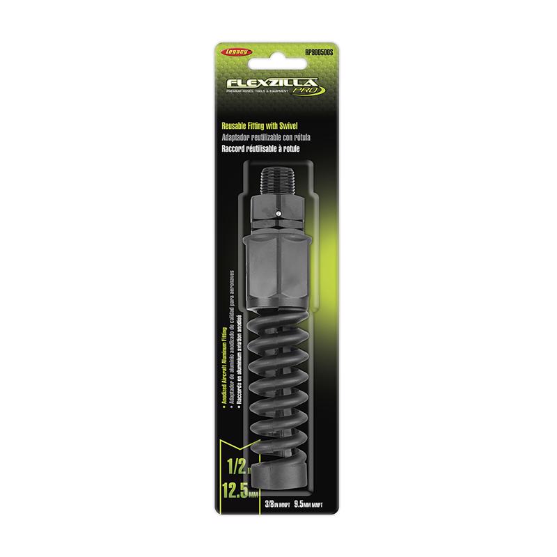 Legacy Flexzilla Anodized Aircraft Aluminum Reusable Ball Swivel 1/2 in. Male X 3/8 in. Male