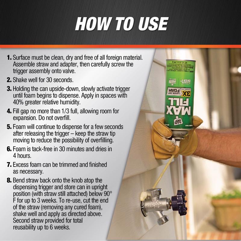 Touch 'n Foam Max Fill Tan Polyurethane Foam Expanding Sealant 12 oz
