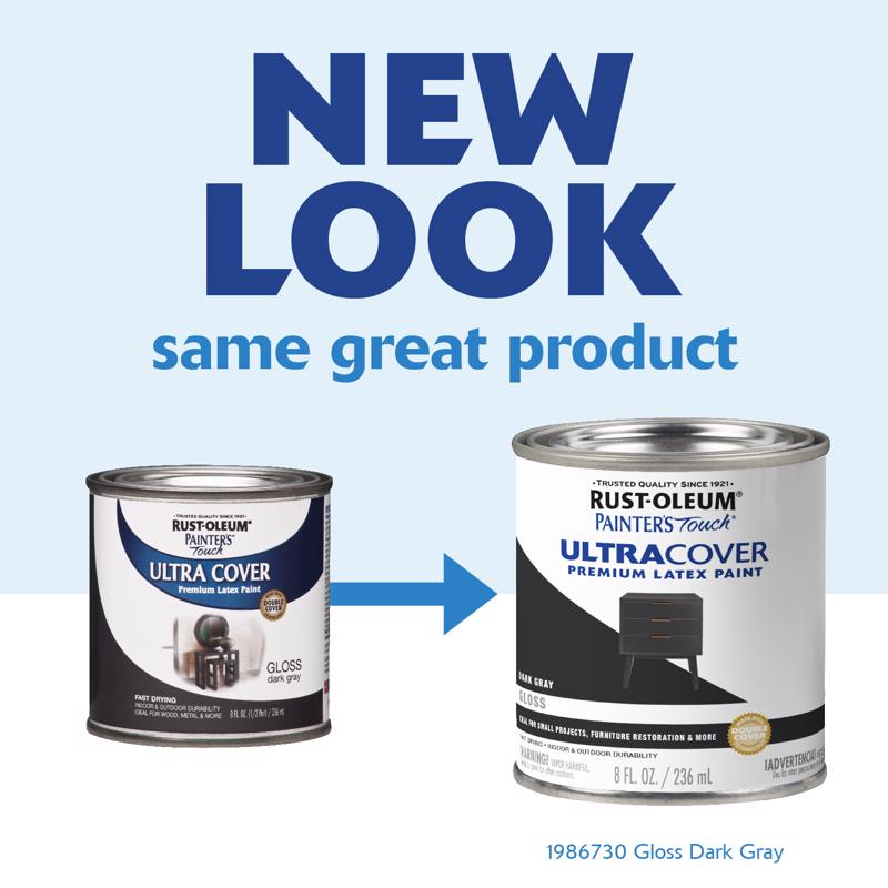 Rust-Oleum Painters Touch Ultra Cover Gloss Dark Gray Water-Based Latex Ultra Cover Paint 0.5 pt