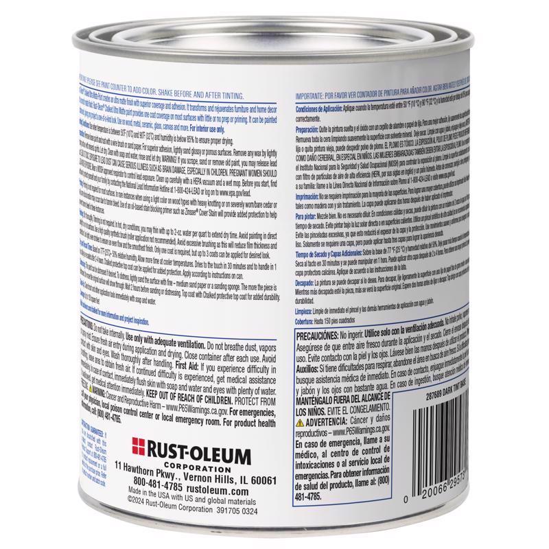 Rust-Oleum Chalked Ultra Matte Dark Tint Base Acrylic Chalk Paint 29 oz