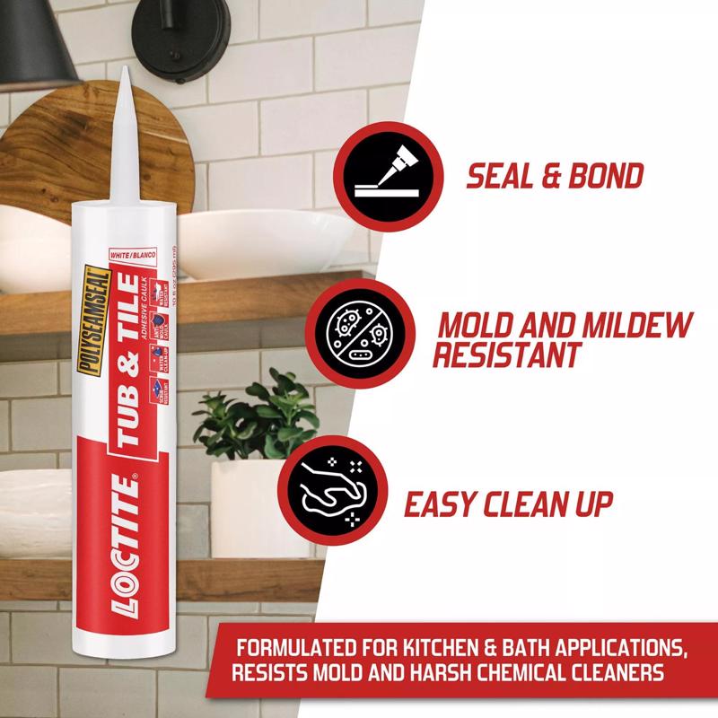Loctite Polyseamseal White Acrylic Latex Kitchen and Bath Adhesive Caulk 5.5 oz