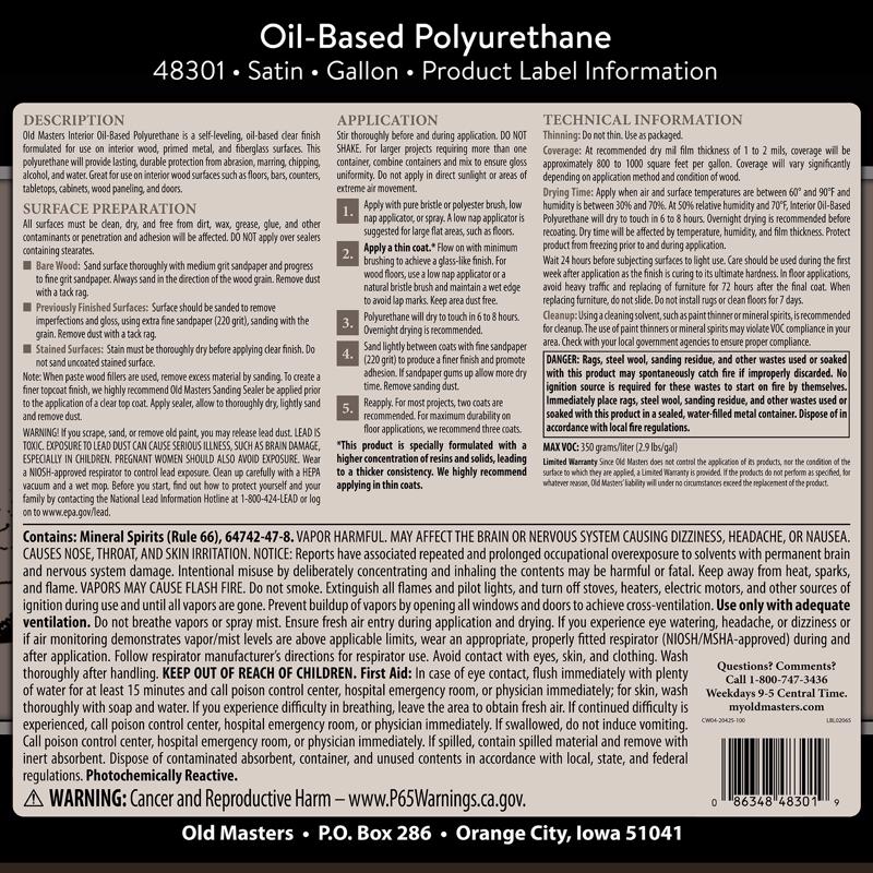 Old Masters Satin Clear Oil-Based Polyurethane 1 gal
