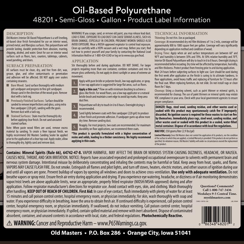 Old Masters Semi-Gloss Clear Oil-Based Polyurethane 1 gal