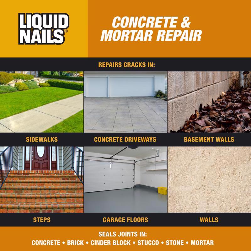 Liquid Nails Concrete & Mortar Repair High Strength Acrylic Gray Concrete Bonding Agent 10.3 oz