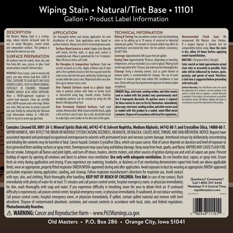 Old Masters Semi-Transparent Natural Oil-Based Wiping Stain 1 gal