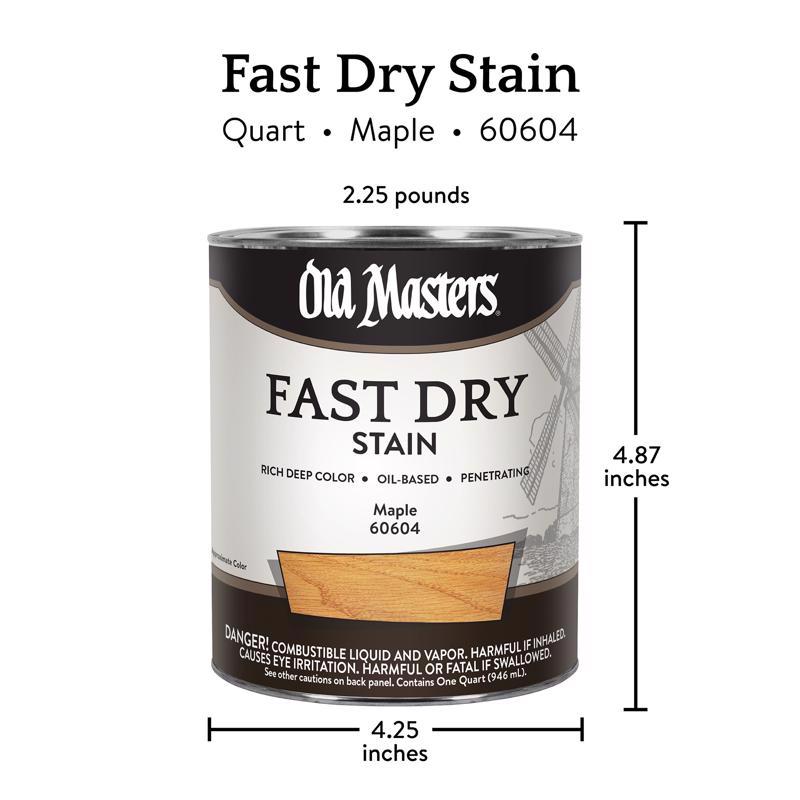 Old Masters Professional Semi-Transparent Satin Maple Oil-Based Alkyd Fast Dry Wood Stain 1 qt