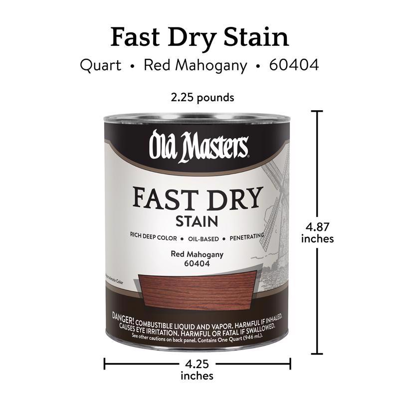 Old Masters Professional Semi-Transparent Red Mahogany Oil-Based Alkyd Fast Dry Wood Stain 1 qt
