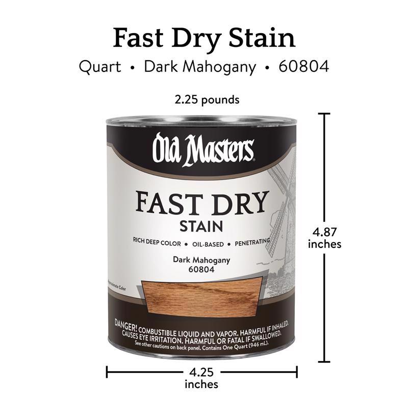 Old Masters Professional Semi-Transparent Dark Mahogany Oil-Based Alkyd Fast Dry Wood Stain 1 qt