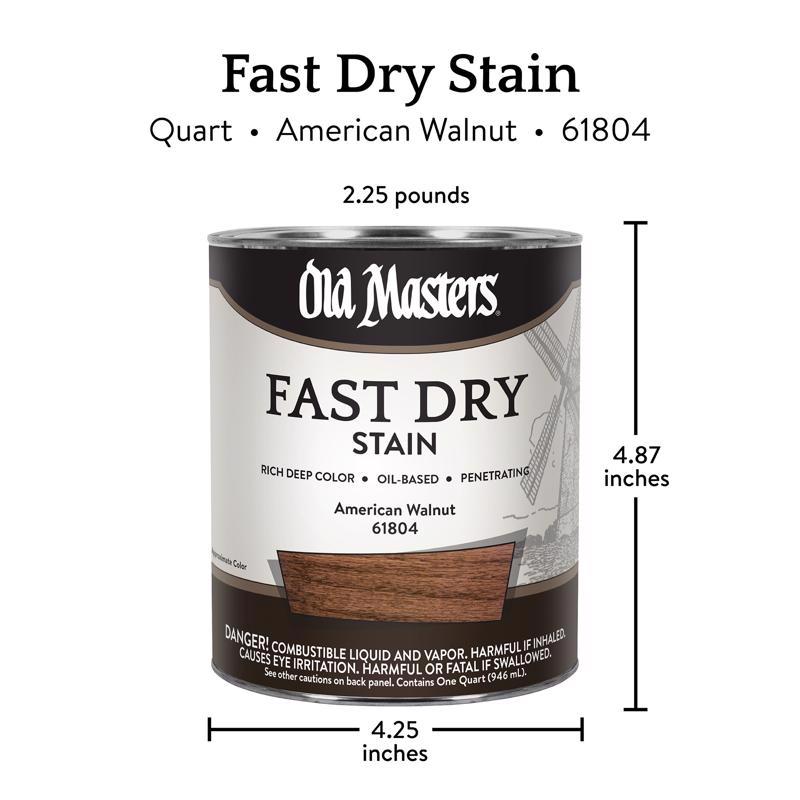 Old Masters Professional Semi-Transparent American Walnut Oil-Based Alkyd Fast Dry Wood Stain 1 qt