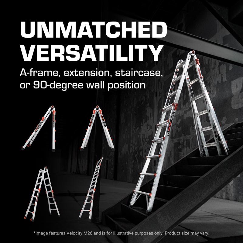 Little Giant Velocity 17 ft. H Aluminum Telescoping Multi-Position Ladder Type IA 300 lb. capacity