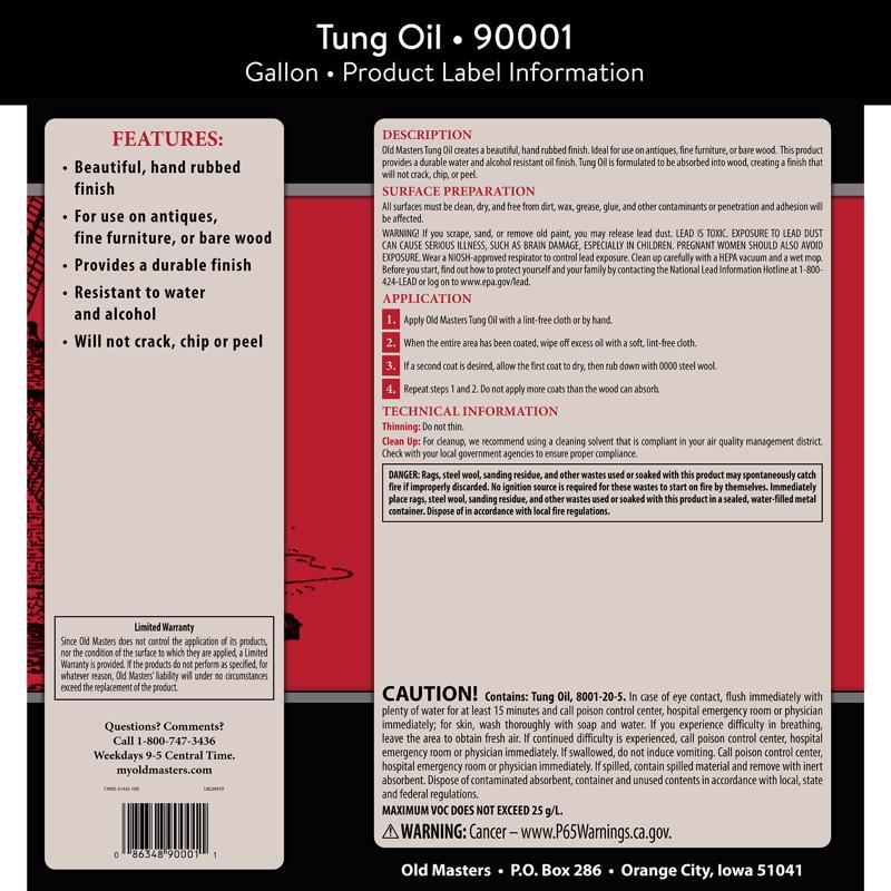 Old Masters Wood Care Clear Tung Oil 1 gal