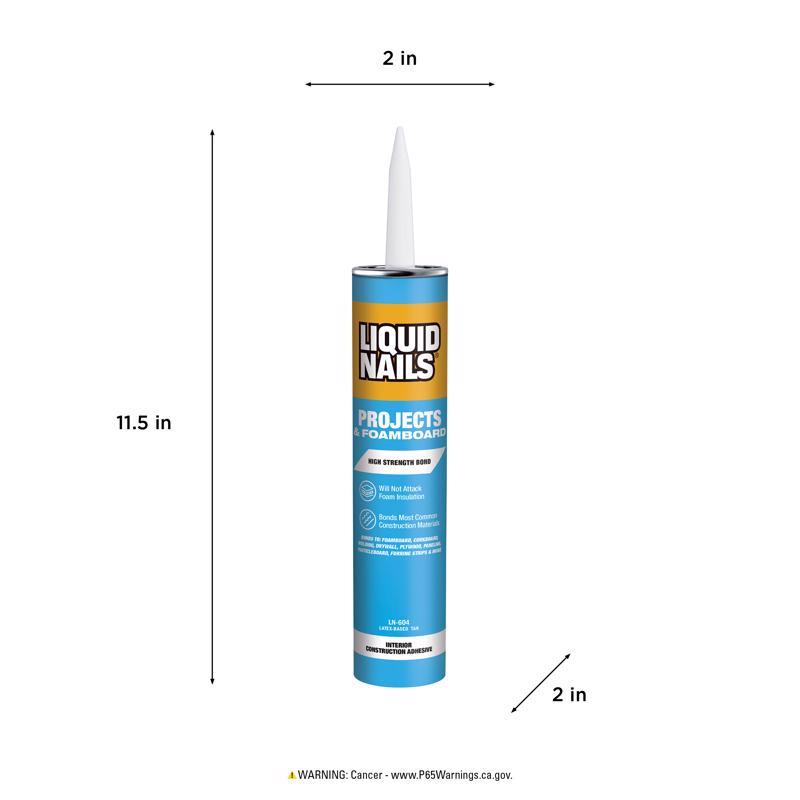 Liquid Nails Projects & Foamboard High Strength Latex Off White Adhesive 10 oz
