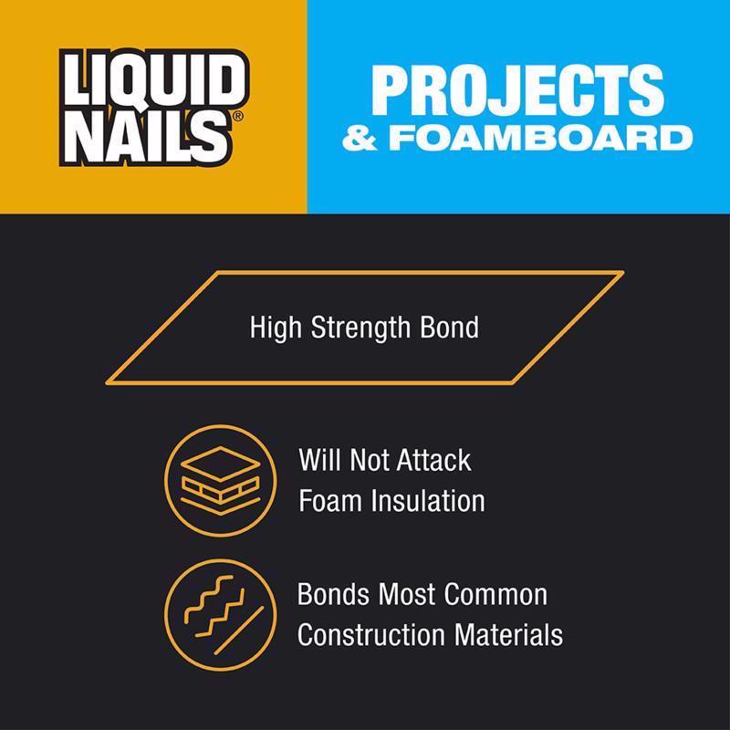 Liquid Nails Projects & Foamboard High Strength Latex Off White Adhesive 10 oz