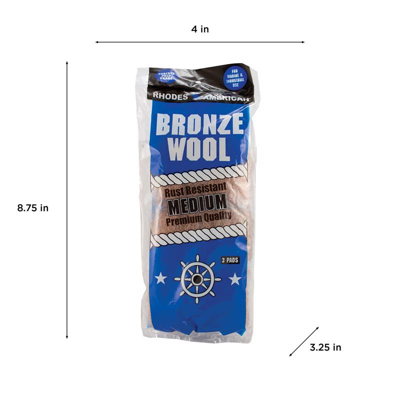 Rhodes American 3 Grade Medium Bronze Wool Pads 3 pk