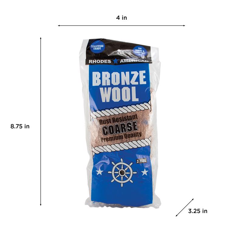 Rhodes American 3 Grade Coarse Bronze Wool Pads 3 pk