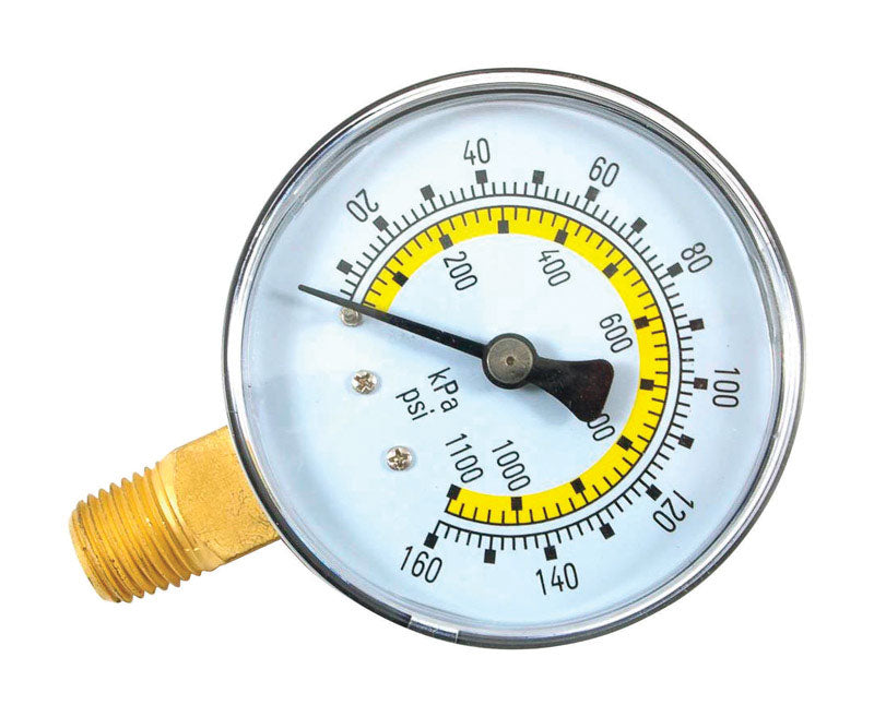 Forney Plastic Bottom Mount Air Pressure Gauge 1/4 in. NPT 160 psi