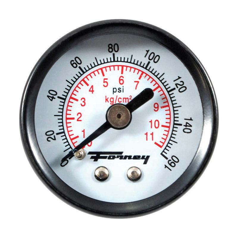 Forney Plastic Rear Mount Air Pressure Gauge 1/8 in. NPT 160 psi