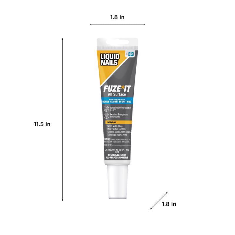 Liquid Nails Fuze It Synthetic Elastomeric Polymer Multi-Surface Adhesive 5 oz