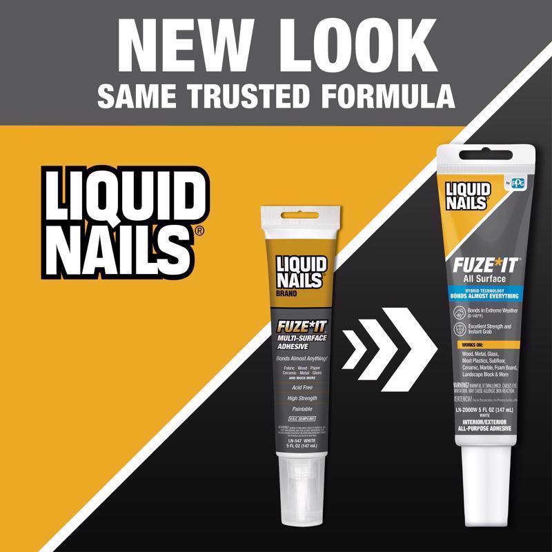 Liquid Nails Fuze It Synthetic Elastomeric Polymer Multi-Surface Adhesive 5 oz
