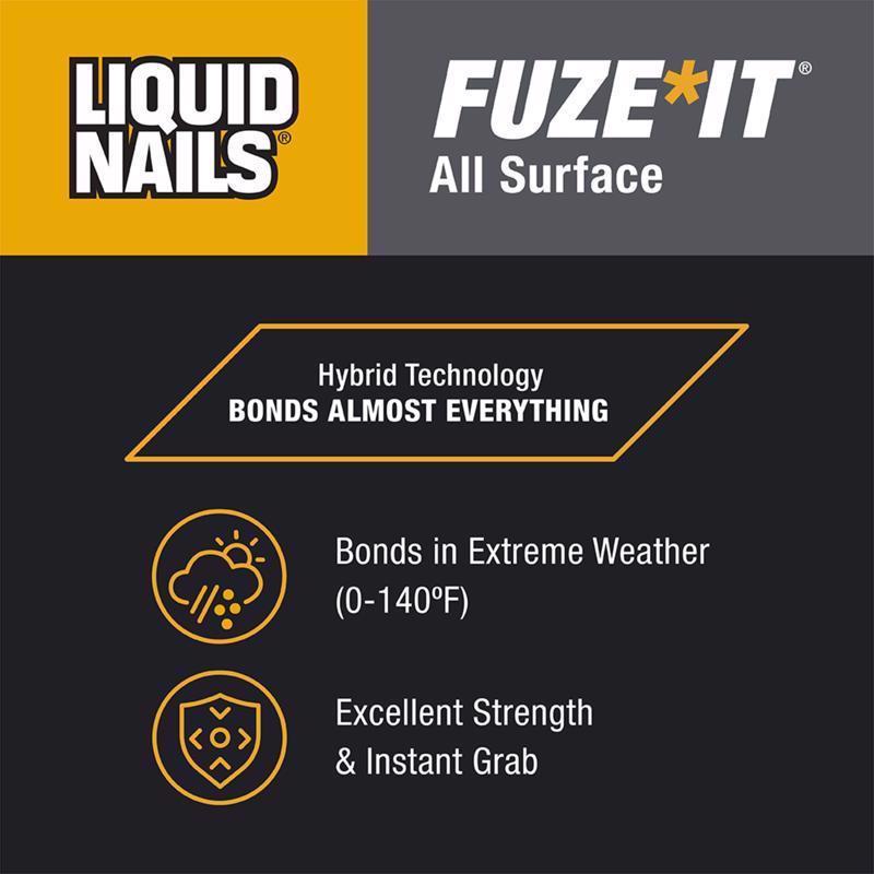 Liquid Nails Fuze It Synthetic Elastomeric Polymer Multi-Surface Adhesive 5 oz