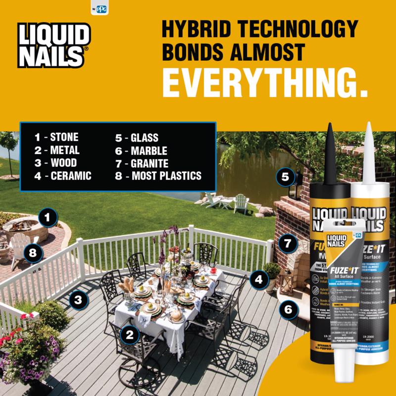 Liquid Nails Fuze It Synthetic Elastomeric Polymer Multi-Surface Adhesive 5 oz