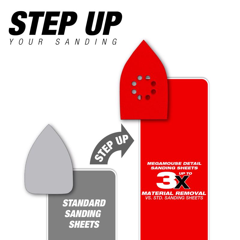 Diablo MegaMouse 4-3/16 x 6-3/4 in. Aluminum Oxide Blend Hook and Lock Sanding Sheets 180 Grit Fine