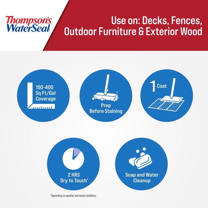 Thompson's WaterSeal Wood Sealer Solid Natural Cedar Waterproofing Wood Stain and Sealer 1 gal