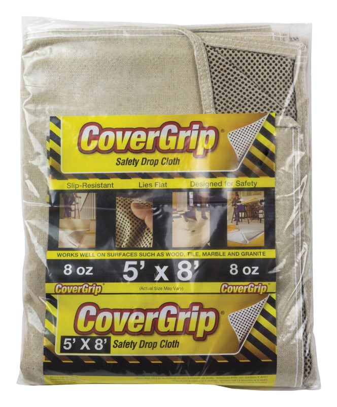 CoverGrip 5 ft. W X 8 ft. L X 1.5 mil 8 oz Safety Canvas Drop Cloth